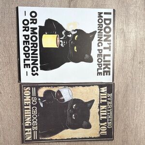 Black Cat Humorous Wall Art Set